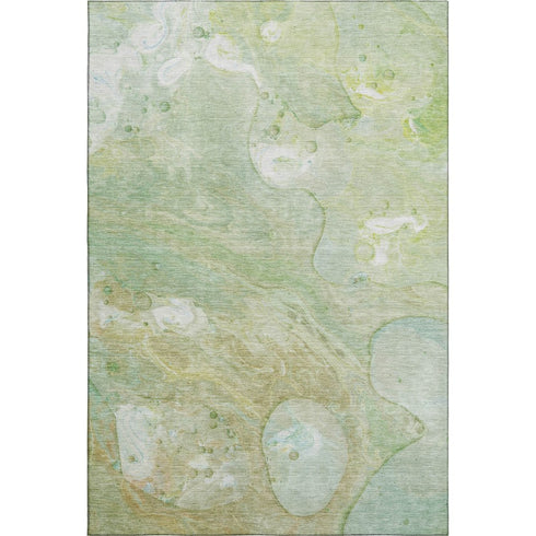 8' X 10' Sage And Teal Abstract Washable Area Rug With UV Protection
