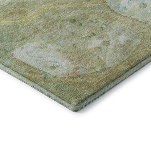 8' X 10' Sage And Teal Abstract Washable Area Rug With UV Protection