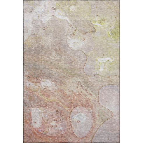 8' X 10' Salmon And Lavender Abstract Washable Area Rug With UV Protection