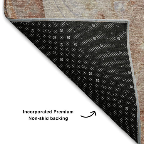 9' X 12' Salmon And Lavender Abstract Washable Area Rug With UV Protection