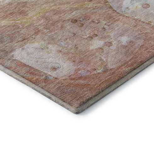 9' X 12' Salmon And Lavender Abstract Washable Area Rug With UV Protection