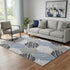 5' X 8' Blue Ivory And Gray Geometric Washable Area Rug With UV Protection