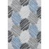 5' X 8' Blue Ivory And Gray Geometric Washable Area Rug With UV Protection