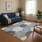 9' X 12' Blue Ivory And Gray Geometric Washable Area Rug With UV Protection