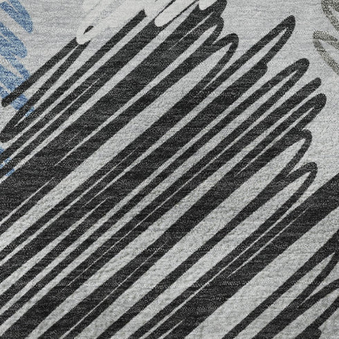 9' X 12' Blue Ivory And Gray Geometric Washable Area Rug With UV Protection