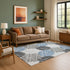 9' X 12' Blue Ivory And Gray Geometric Washable Area Rug With UV Protection