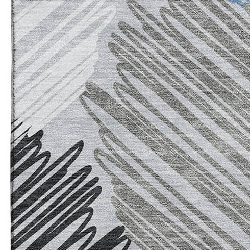 9' X 12' Blue Ivory And Gray Geometric Washable Area Rug With UV Protection