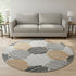 8' Copper Ivory And Gray Geometric Washable Round Rug With UV Protection