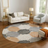 8' Copper Ivory And Gray Geometric Washable Round Rug With UV Protection