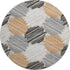 8' Copper Ivory And Gray Geometric Washable Round Rug With UV Protection