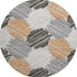 8' Copper Ivory And Gray Geometric Washable Round Rug With UV Protection