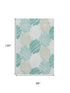 8' X 10' Teal Ivory And Gray Geometric Washable Area Rug With UV Protection
