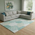 8' X 10' Teal Ivory And Gray Geometric Washable Area Rug With UV Protection