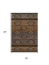 5' X 8' Chocolate And Gray Tribal Washable Area Rug With UV Protection
