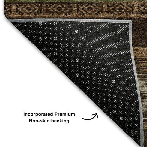 5' X 8' Chocolate And Gray Tribal Washable Area Rug With UV Protection