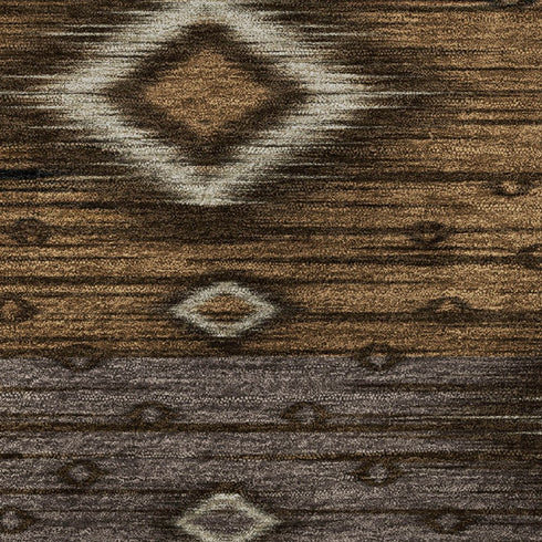 5' X 8' Chocolate And Gray Tribal Washable Area Rug With UV Protection