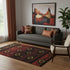 5' X 8' Red Black And Gold Tribal Washable Area Rug With UV Protection