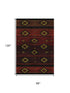 8' X 10' Red Black And Gold Tribal Washable Area Rug With UV Protection