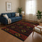 8' X 10' Red Black And Gold Tribal Washable Area Rug With UV Protection