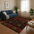 8' X 10' Red Black And Gold Tribal Washable Area Rug With UV Protection
