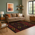 8' X 10' Red Black And Gold Tribal Washable Area Rug With UV Protection