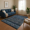 8' X 10' Teal And Gray Tribal Washable Area Rug With UV Protection