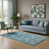 5' X 8' Blue And Sky Blue Abstract Geometric Washable Area Rug With UV Protection