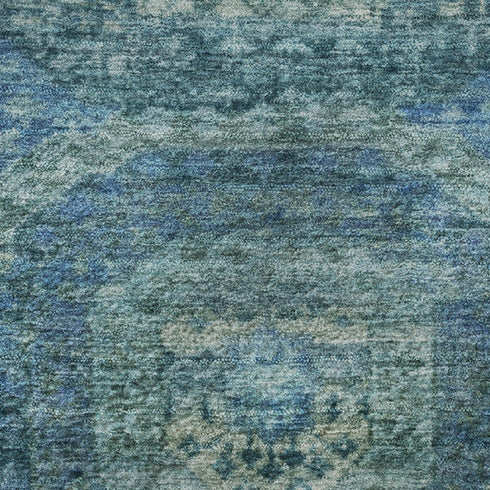 5' X 8' Blue And Sky Blue Abstract Geometric Washable Area Rug With UV Protection