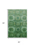 5' X 8' Emerald And Green Abstract Geometric Washable Area Rug With UV Protection