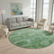8' Emerald And Green Abstract Geometric Washable Round Rug With UV Protection