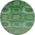 8' Emerald And Green Abstract Geometric Washable Round Rug With UV Protection