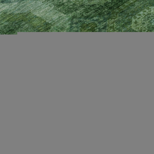 8' Emerald And Green Abstract Geometric Washable Round Rug With UV Protection