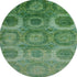 8' Emerald And Green Abstract Geometric Washable Round Rug With UV Protection