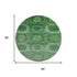 8' Emerald And Green Abstract Geometric Washable Round Rug With UV Protection