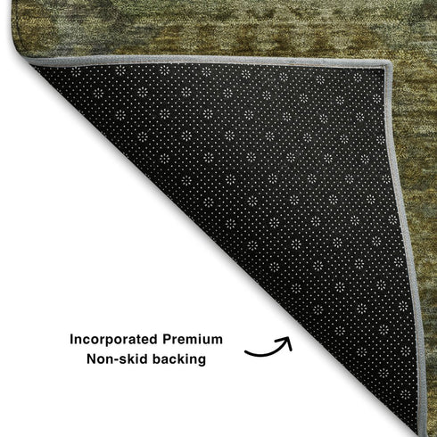 5' X 8' Gold Beige And Brown Abstract Geometric Washable Area Rug With UV Protection