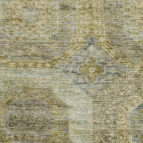 5' X 8' Gold Beige And Brown Abstract Geometric Washable Area Rug With UV Protection