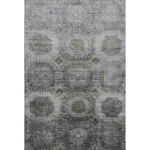 5' X 8' Coffee And Gray Abstract Geometric Washable Area Rug With UV Protection