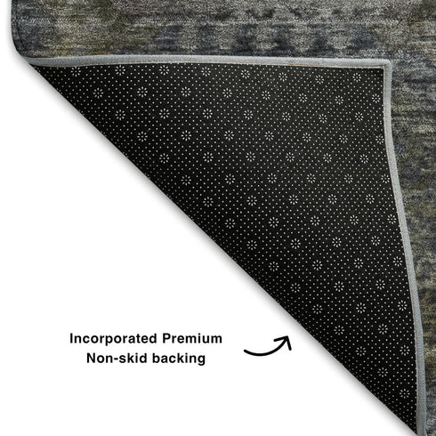 5' X 8' Coffee And Gray Abstract Geometric Washable Area Rug With UV Protection