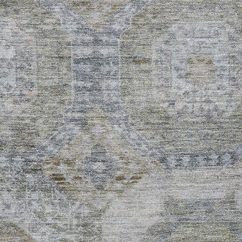 5' X 8' Coffee And Gray Abstract Geometric Washable Area Rug With UV Protection