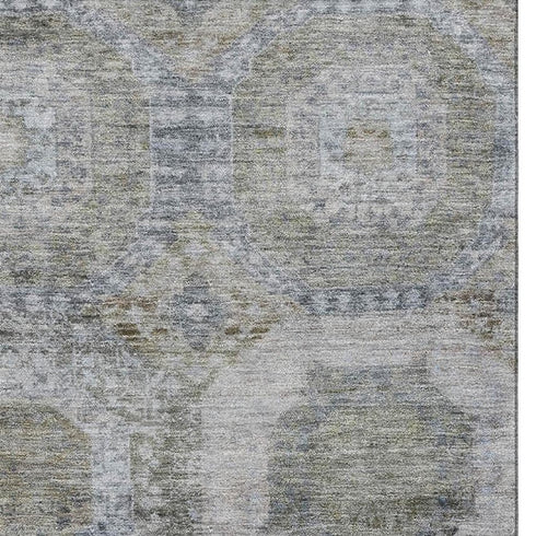 5' X 8' Coffee And Gray Abstract Geometric Washable Area Rug With UV Protection