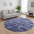 8' Purple And Lavender Abstract Geometric Washable Round Rug With UV Protection