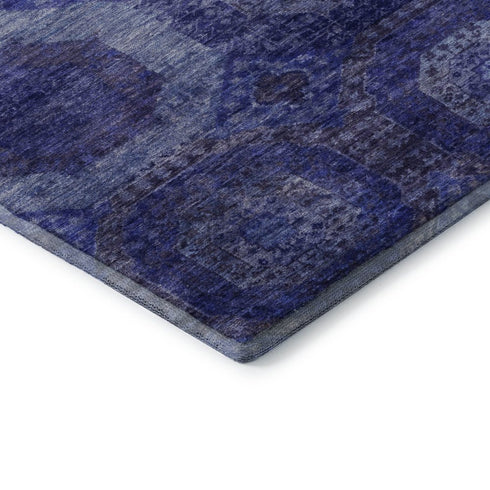 8' Purple And Lavender Abstract Geometric Washable Round Rug With UV Protection