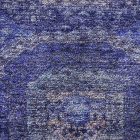 8' Purple And Lavender Abstract Geometric Washable Round Rug With UV Protection