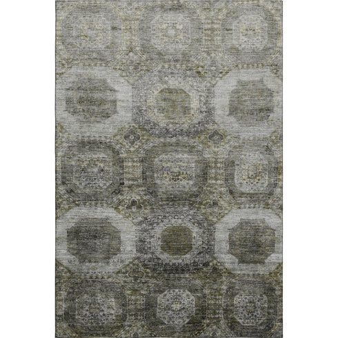 8' X 10' Pewter Gray And Beige Abstract Geometric Washable Area Rug With UV Protection