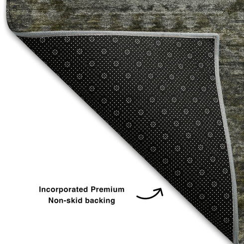 8' X 10' Pewter Gray And Beige Abstract Geometric Washable Area Rug With UV Protection