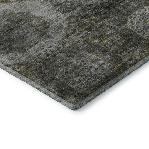 8' X 10' Pewter Gray And Beige Abstract Geometric Washable Area Rug With UV Protection