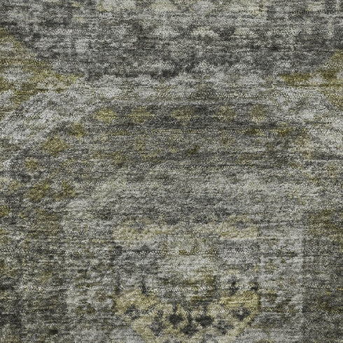 8' X 10' Pewter Gray And Beige Abstract Geometric Washable Area Rug With UV Protection