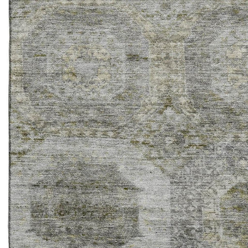 8' X 10' Pewter Gray And Beige Abstract Geometric Washable Area Rug With UV Protection