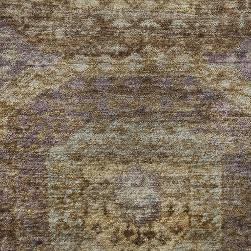 8' X 10' Rust Brown And Beige Abstract Geometric Washable Area Rug With UV Protection