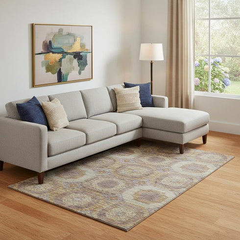 9' X 12' Rust Brown And Beige Abstract Geometric Washable Area Rug With UV Protection